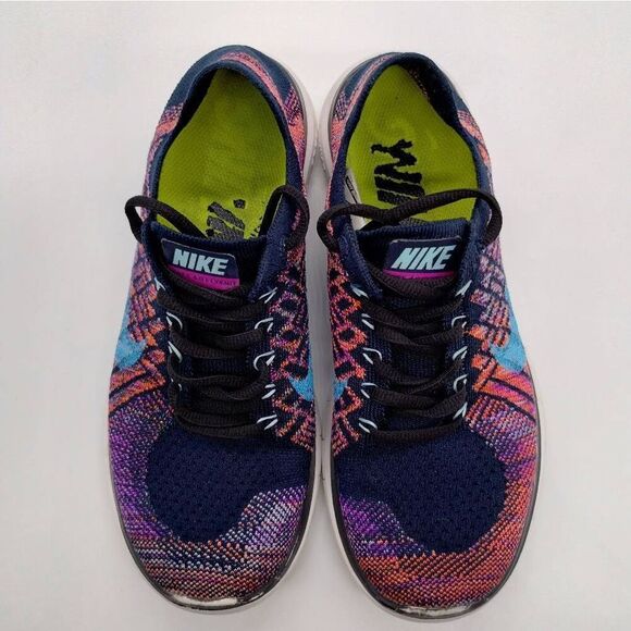 Nike Free 4.0 Flyknit Running Sneakers Womens Size‎ 8 Multicolor Athletic Shoes - Picture 6 of 8